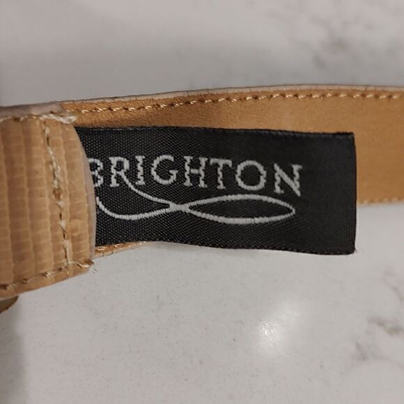Brighton Tan Reptile Leather Belt Silver Buckle and Tip - Picture 2 of 9